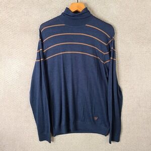 Armani Jeans Sweater Mens 3XL Blue Striped Turtleneck Pullover Knit Casual